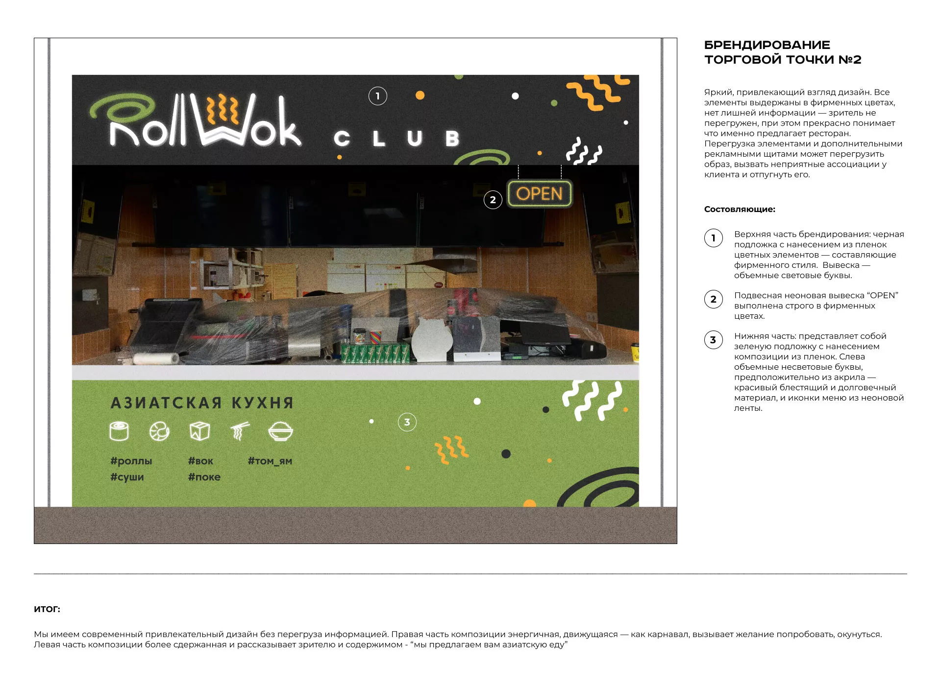 Брендирование торговых точек суши-бара «Roll Wok Club» в Калтане